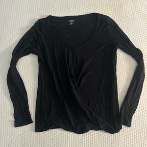 a.n.a Elegant Black Long Sleeve Top
